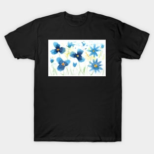 Loose Flowers in Blue T-Shirt